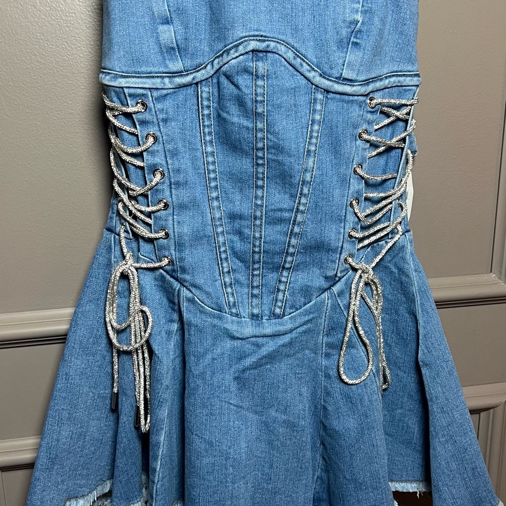 Windsor Blue Lace-Up Corset Jean dress